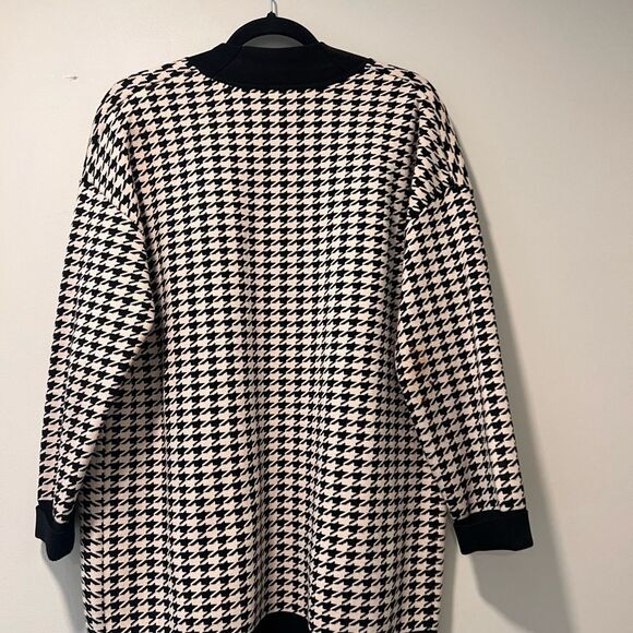 Sandro Long Houndstooth V-Neck Cardigan Sweater (authentic) Women’s Size 1-Paris - Picture 11 of 15
